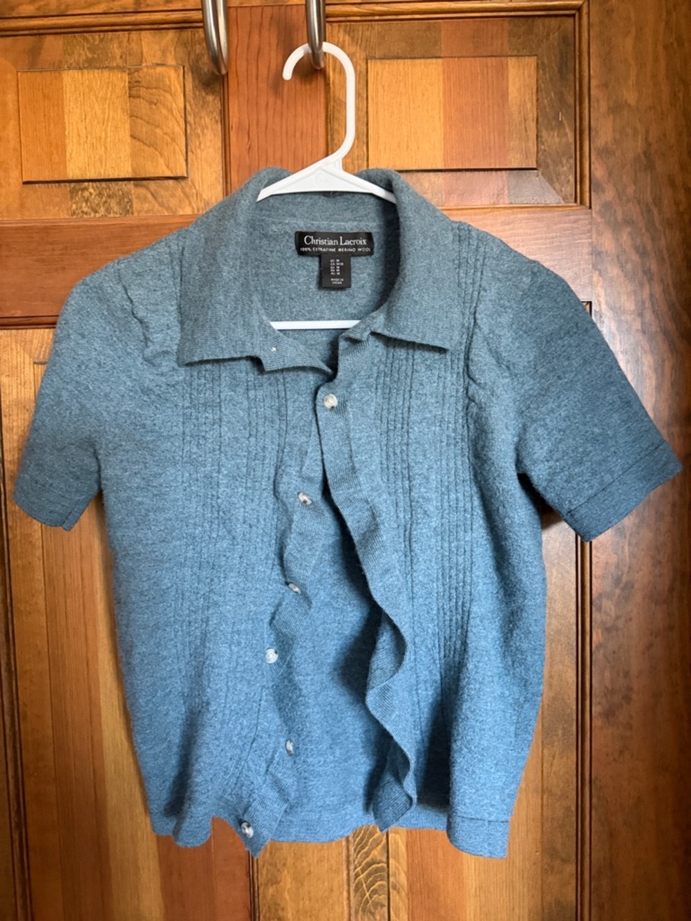 Christian Lacroix Short-Sleeve Button-Front Shirt in Teal